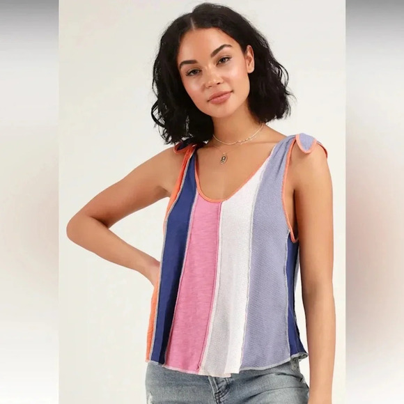 We The Free - Carousel Tank - Blue/Pink/Peach - Size X-Small - Gently Used!! - Picture 1 of 11